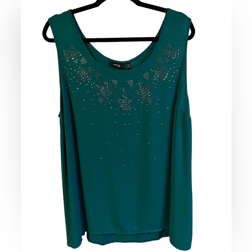 Apt. 9 Teal Embellished Blouse (2x)